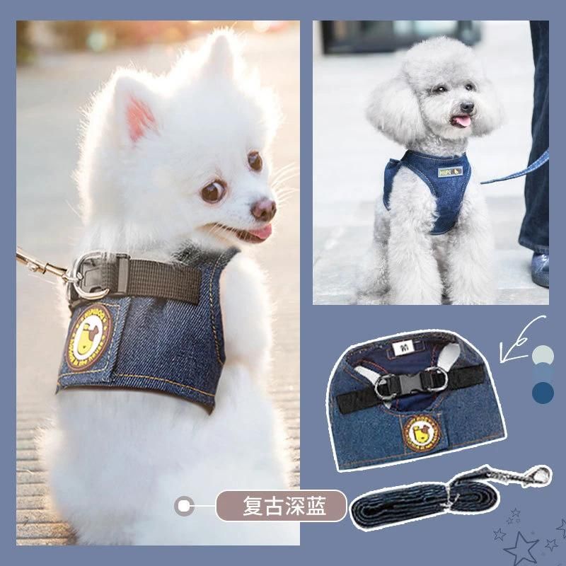 OEM Accept Adjustable Dog Collar Leash and Reversible Harness Set with Dog Bowtie