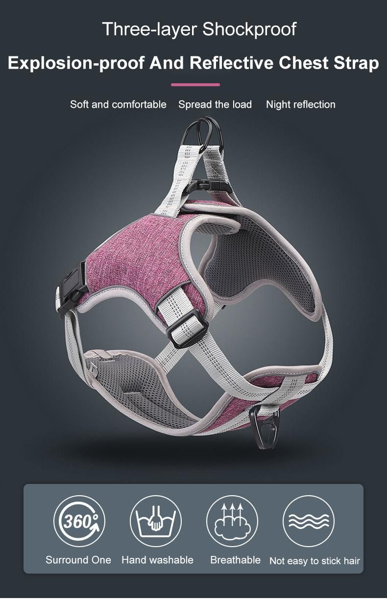 Comfortable Outdoor Fun Time No-Pull Nylon Solid Color Anti Bite Dog Harness