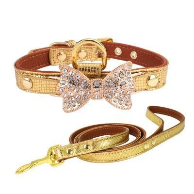 Bow Tie Fancy Dog Collars Shiny Dog Gold Chain Collar Beautiful Pets Dog Collars