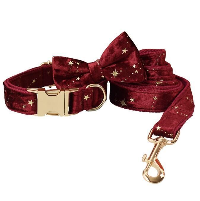 Velvet Dog Collar and Leash Set, Soft Dog Collar and Leash, Adjustable Collars for Dogs