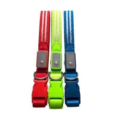 Pet Supplies Custom Wholesale Nylon Waterproof Rechargeable Luminous Glow Necklace Dog Collar LED Light Pet Dog Collar