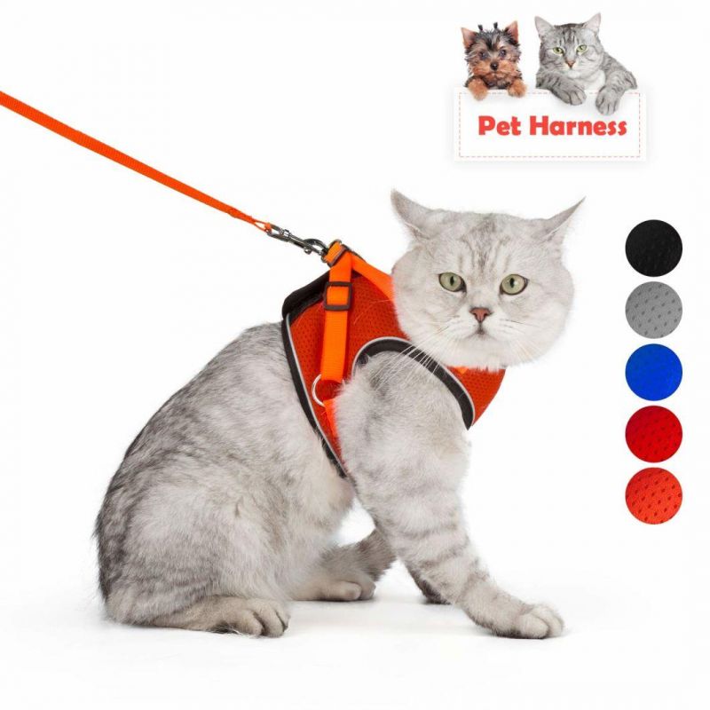 Cat Harness Escape Proof Small Cat and Dog Soft Mesh Vest Harnesses Adjustable Pet Harness with Leash Clip Reflective Strap Cat Walking Jacket