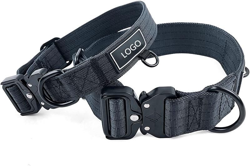 Heavy Duty Custom Green Tactical Dog Collar with Strong Metal Buckle, Adjustable Training Dog Collar
