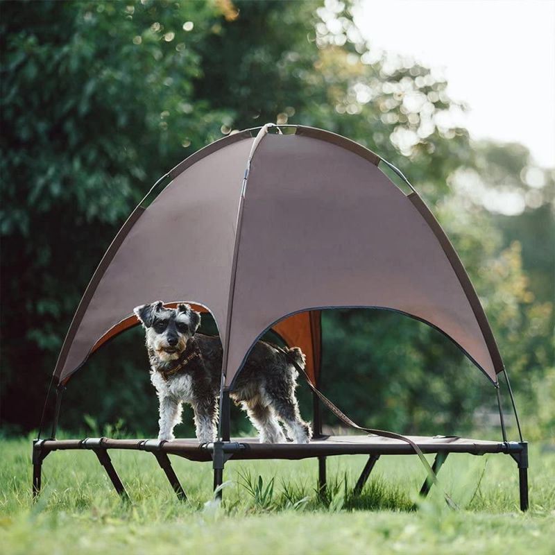 Amazon Hot Sale Pet Outdoor Products Raised Bed Sunshade Portable Dog Camping Bed Pet Tent with Canopy