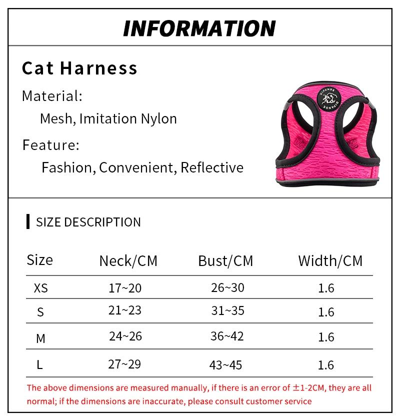 Cat Harness and Leash Set for Walking Cat and Small Dog Harness Adjustable Dog Harness