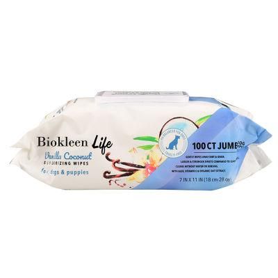 Biokleen Biodegradable Minit Scented Dog Paws Face Butt Eyes Ears Wet Wipes Papier Aloe and Eucalyptus Wet Wipes for Dogs