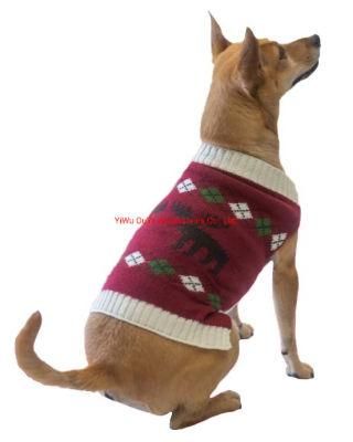 Christmas Moose Sweater Knitted Acrylic Dog Accessories Apparel Pet Clothes
