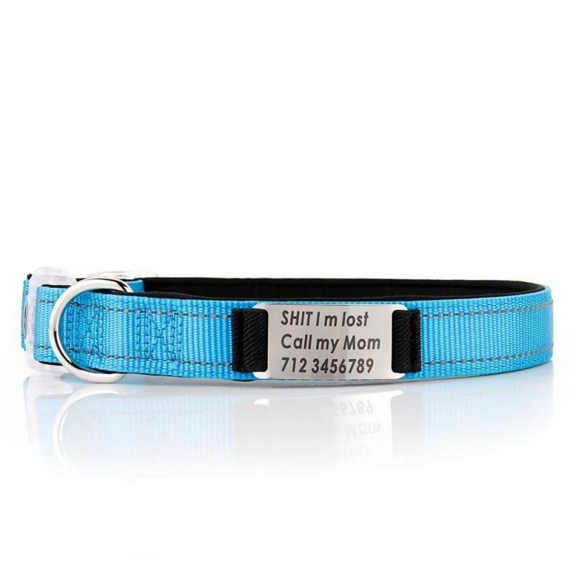 Custom Reflective Nylon Comfortable Pet Collar Neoprene Padded Adjustable Tactical Personalized Dog Collar