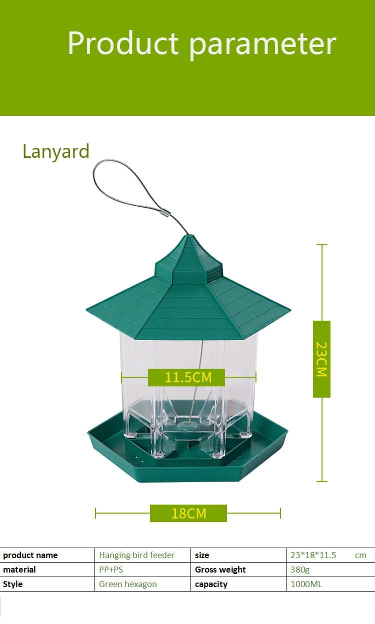 Pavilion-Shaped Bird Feeder with Hanging Outdoor Garden Water Resistant