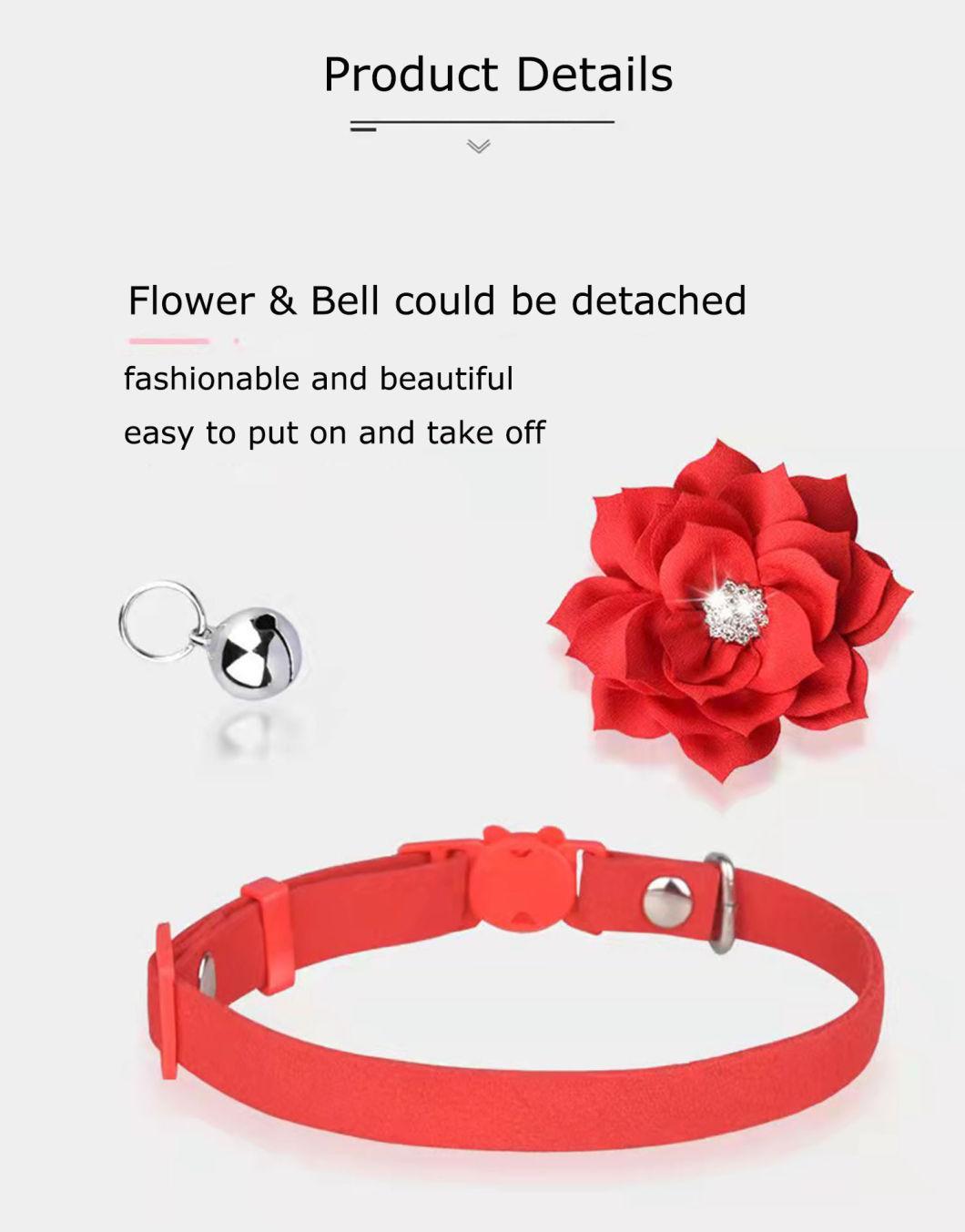 fashion Cat Collar with Beautiful Flower and Sparkling Rhinestone