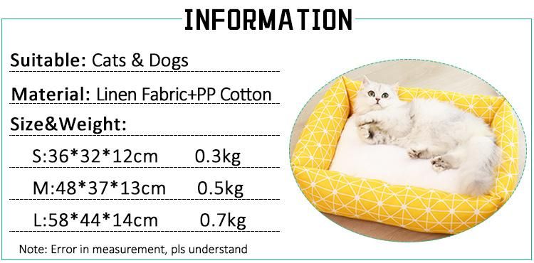 Square Gray Yellow Comfortable Shredded Memory Foam Pet Bed for Dogs & Puppies