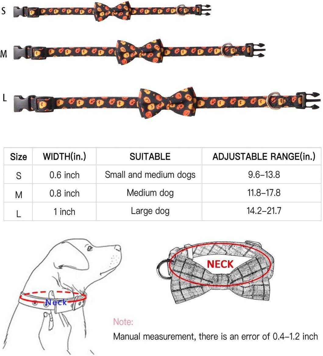 Halloween Dog Collars, Adjustable Pumpkin Ghost Dog Collars with Bow Tie and Bells