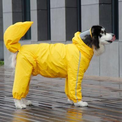 Wholesale Custom Comfortable Large Pet Clothes Safety Reflective Waterproof Pet Dog Fourlegs Raincoat