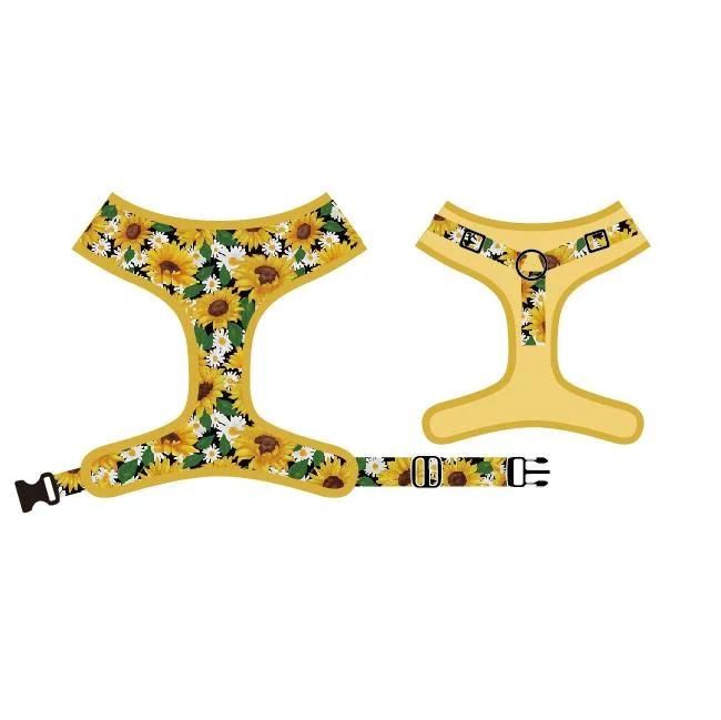 Luxury Spring Flower Custom Pattern Sunflower Dog Pet Set Harness