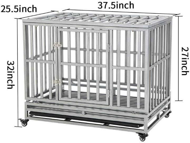 Easy to Assemble Dog Cage Double Door & Locking Caster Design