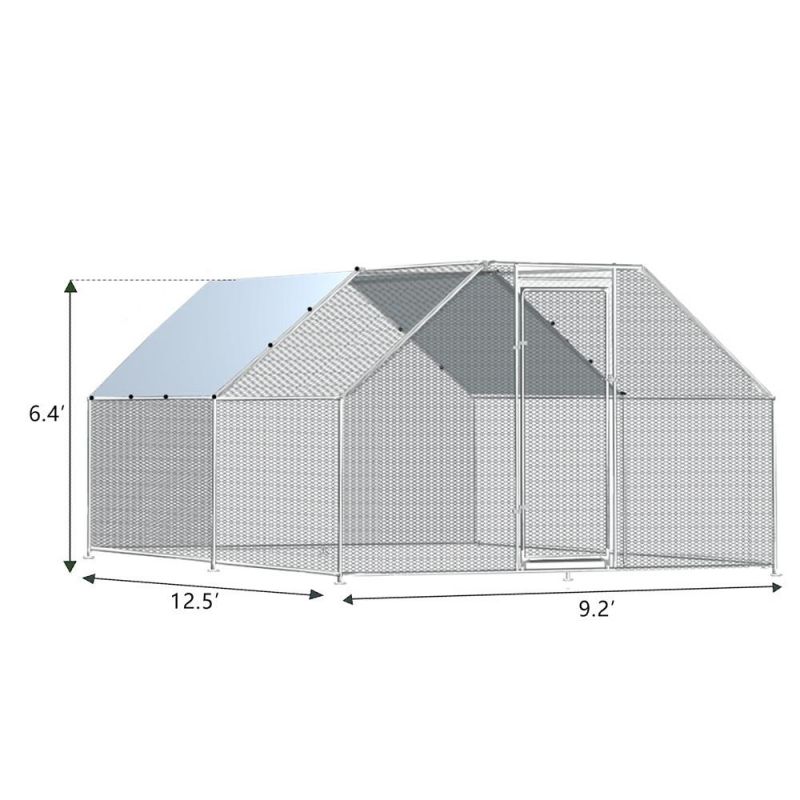 9.2*12.5 FT Walk in Metal Hen Cage Large Chicken Coop Rabbit Hutch Enclosure