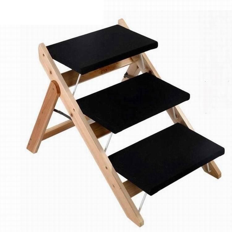 Dog Ramp Foldable Dog Ladder with Non-Slip Carpet Adjustable Pet Ramp Wooden Dog Ramp