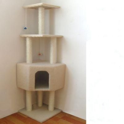 Single Cat Scratcher Post/Plush Rope Scratching Post Cat Trees with Funny Ball