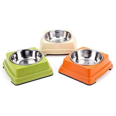 Good Quality Wholesale Hot Selling Bamboo Stainless Steel Dog Puppy Feeding Food Bowl