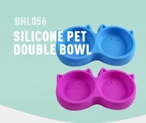 Customized Dog Dishes Double Bowls Eco-Friendly Silicone Cat Dog Drinker