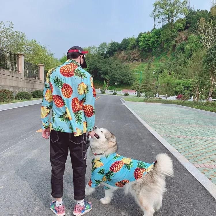 Pineapple Pattern Family Matching Pet- Owner Clothes Polo Shirt Spring /Pet Shirt Tropical Rain Forest Dog Shirt