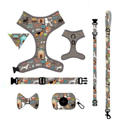 Factory Custom Design Mermaid Butterfly Penguin Harness Bandana Dog Poo Bag Set