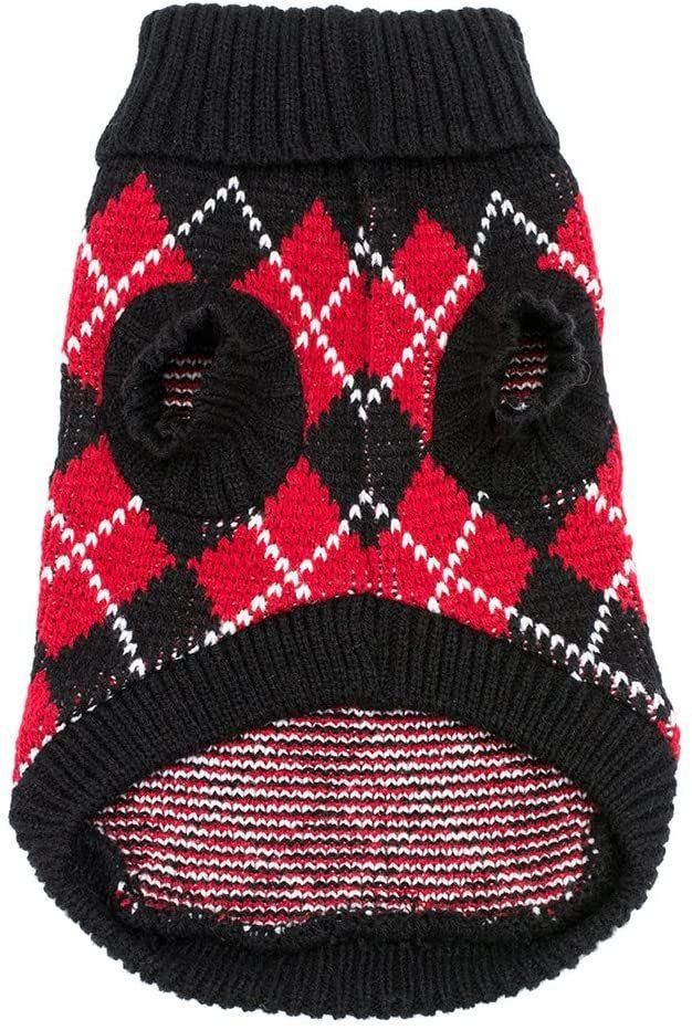 Dog Argyle Sweater Knitted for Small Doggie Puppy Cat Small