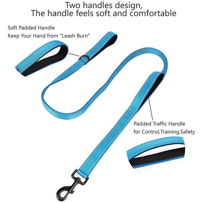 Dog Leash with 2 Padded Handle for Control Safety