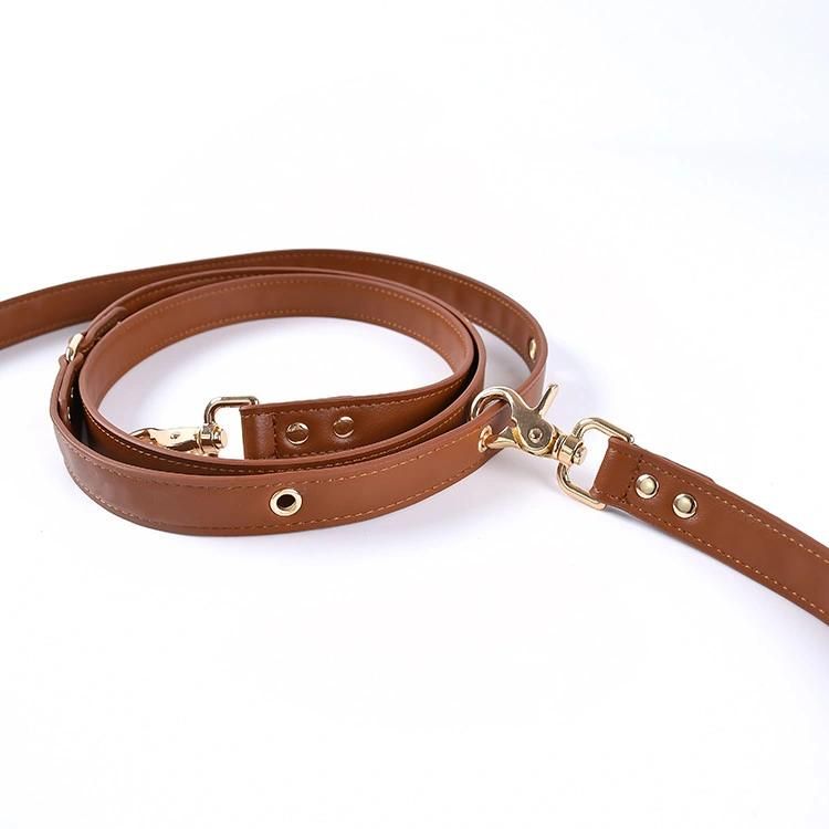 Hands Free Multifunctional Vegan Leather Pet Leads Made Two Metal Hooks Double Side Handle Dog Leash