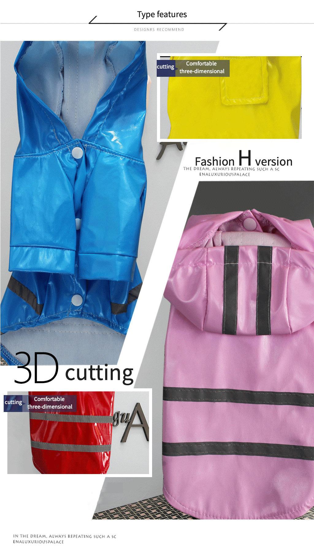 Small Dog Rain Coat Dog Clothes Waterproof PU Pet Dog Rain Coat Poncho Rainwear Raincoat Reflective Coat
