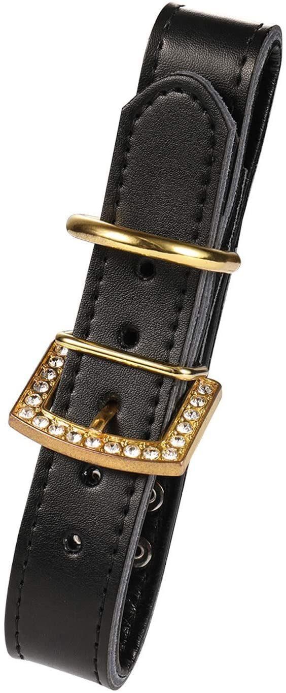 Luxury Gold Rhinestones Buckle Soft Leather Mushrooms Rivet Dog Collar
