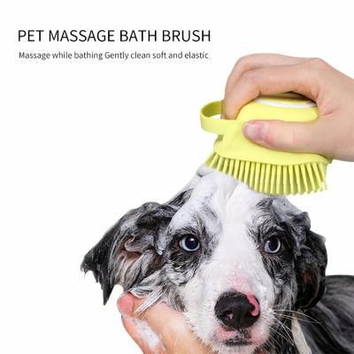Dog Bath Brush Pet Massage Shampoo Dispenser Soft Silicone Brush Rubber Bristle for Dogs and Cats Shower Grooming
