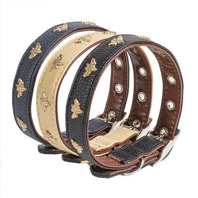 Leather Nylon Webbing Charms Dog Collar