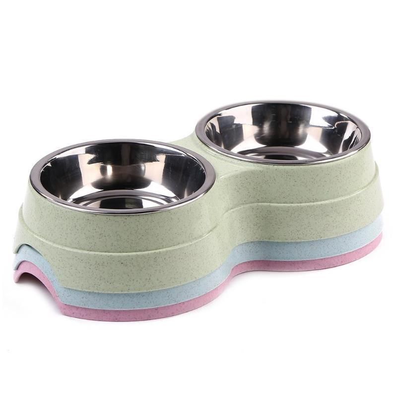 Double Pet Bowls Dog Food Water Feeder Stainless Steel Pet Drinking Dish Small Dog Accessories