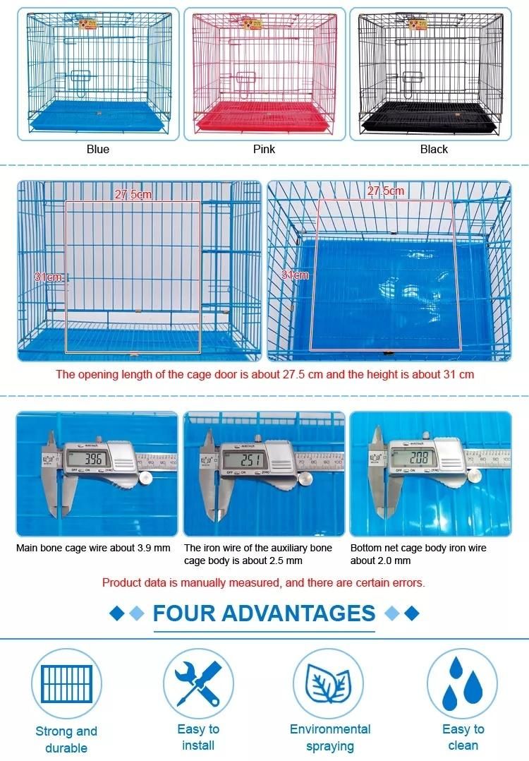 60X43X51cm Folding Anti-Rust Durable Iron Pet Cats Dogs Travel Transport Cages with Double Door