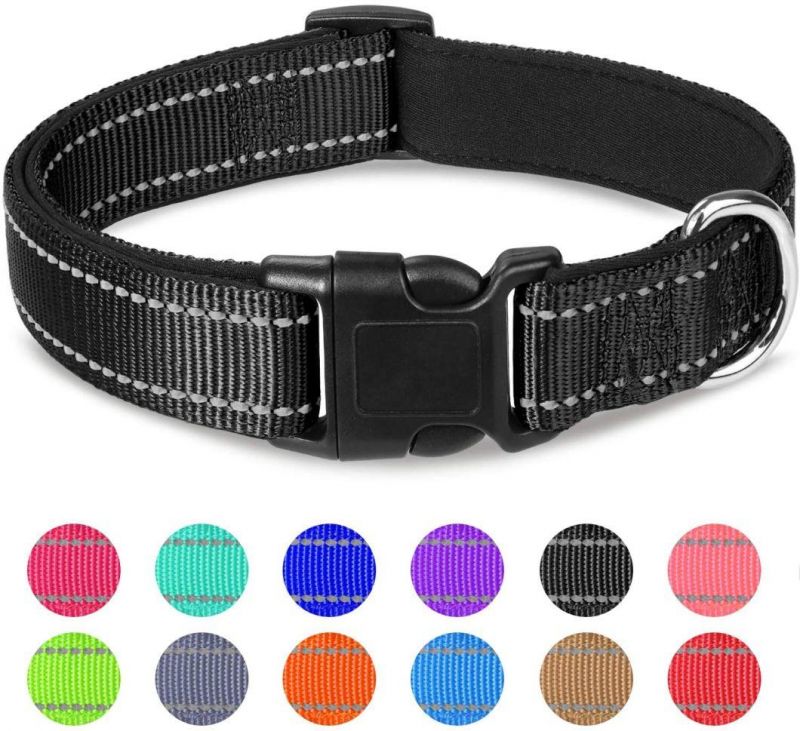 Soft Neoprene Padded Breathable Nylon Pet Collar with Adjustable Size