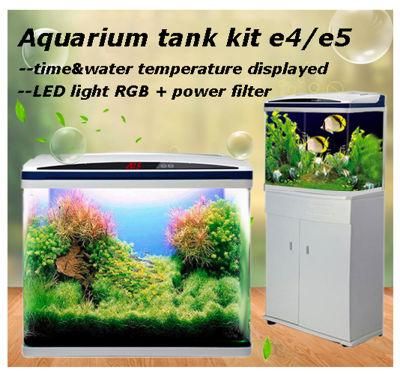 Aquarium Glass Tank Kit 40L 10-Gallon Capacity Silver Color