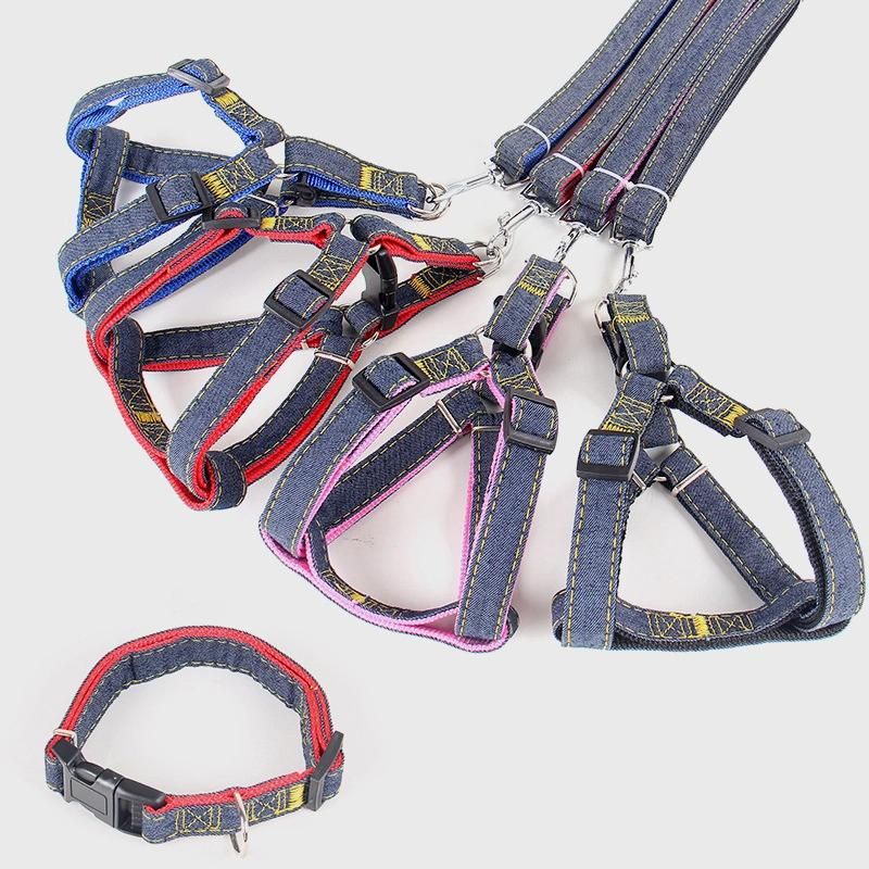 Dog Leash Harness Set with Adjustable Collar Heavy Duty for Pet Animal Daily Training Walking Running
