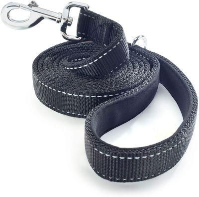 Reflective Safety Ultra Strong Heavy Duty Black Nylon 6 FT Dog Leash with Padded Comfort Grip Handle