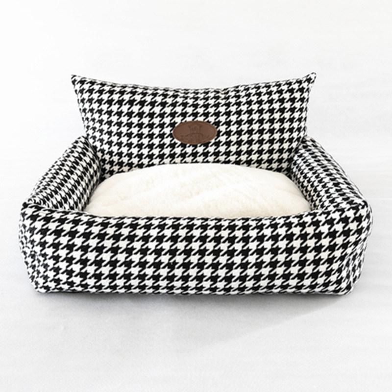 Rectangle Cat Dog Cushion Bed Faux Fur Plush Ultra Soft Rectangle Dog Bed Warm Washable Plush Luxury Dog Bed