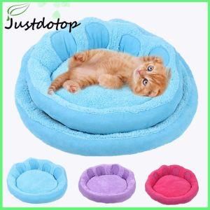 Suede Velvet Bear Paw Shape Round Cat Pet Bed