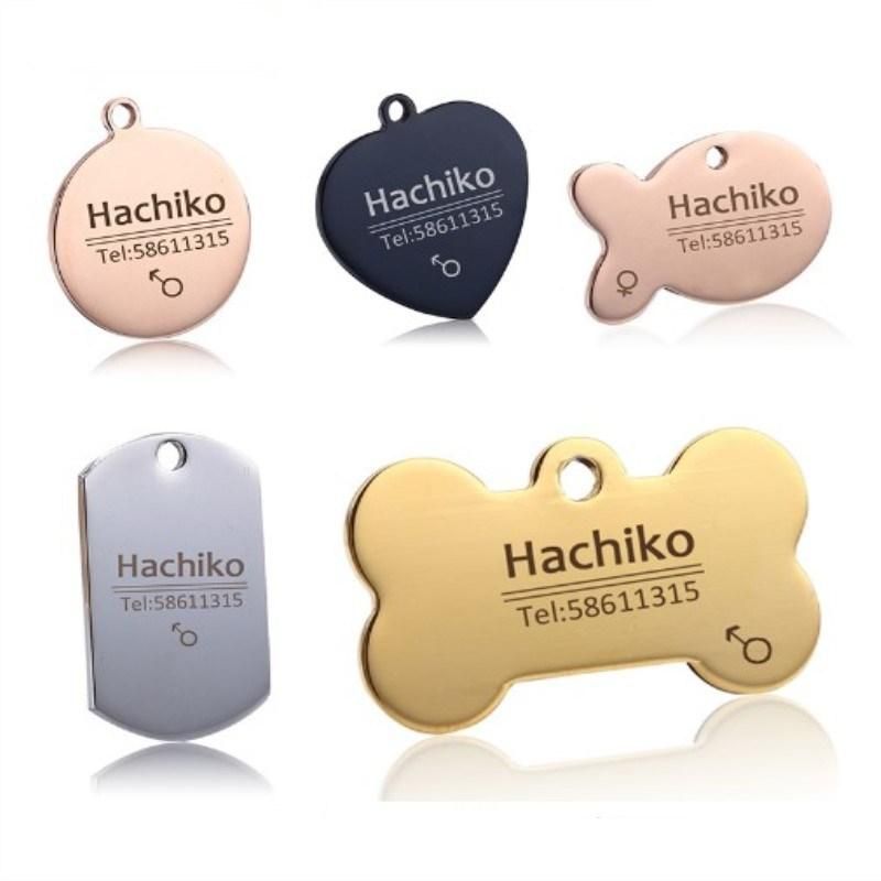 Anti-Lost Stainless Steel Dog ID Tag Engraved Pet Collar Accessories
