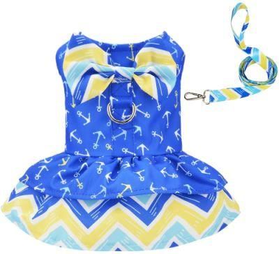 Princess Outfits Functional Dress Dog Harness and Leash Set with D Ring Pet Clothes