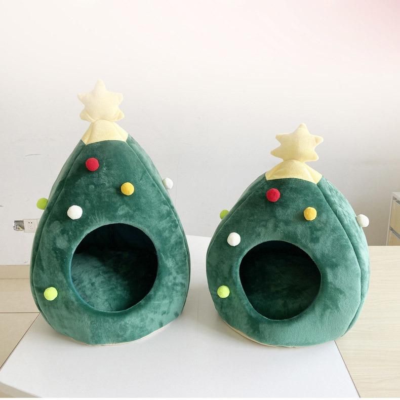 2021 New Year Wholesale Price Cat Bed Dog Pet Cave Christmas Tree House Product
