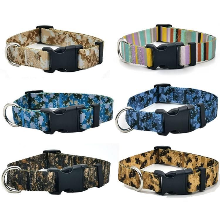 Printed Pet Collar Large Dog Collar Polyester Dog Leash