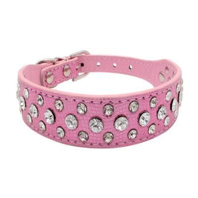 Rhinestone Pet Collars Cute Sparkling PU Leather Dog Collar