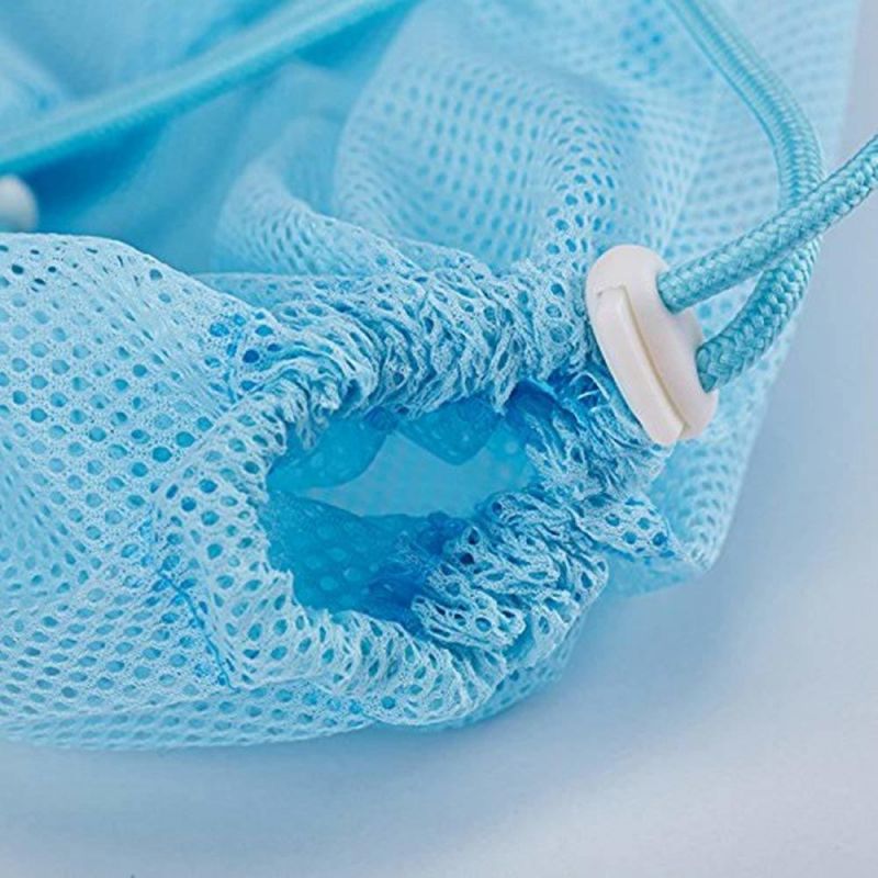 Multifunctional Polyester Pet Bath Shower Mesh Bags Pet Nail Trimming Bags Blue