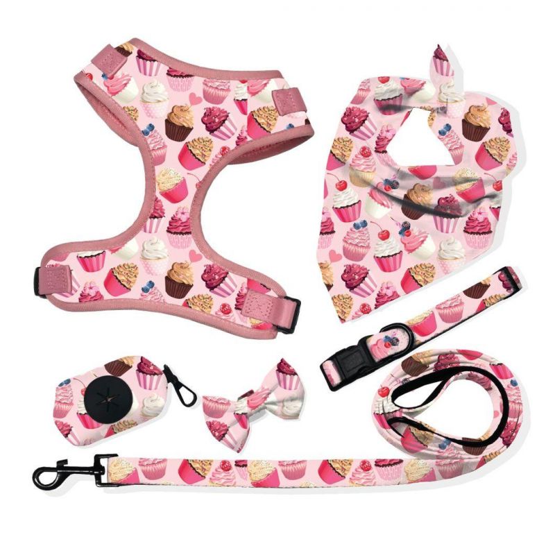 Wholesale Pet Supply Sweetpet Dog Harness Adjustable Custom Luxury 6PCS Leash Collar Poop Bag Holder