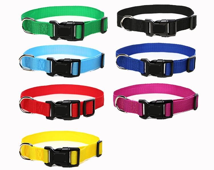 Breathable Polyester Pet Accessories, Durable Adjustable Safety Buckle Leash Dogs Necklace Solid Color Dog Collar//