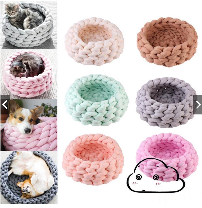 Warm Cotton Pet Cat Dog House Kennel Puppy Round Sleep Bed Soft Mat Pad Cat Bed